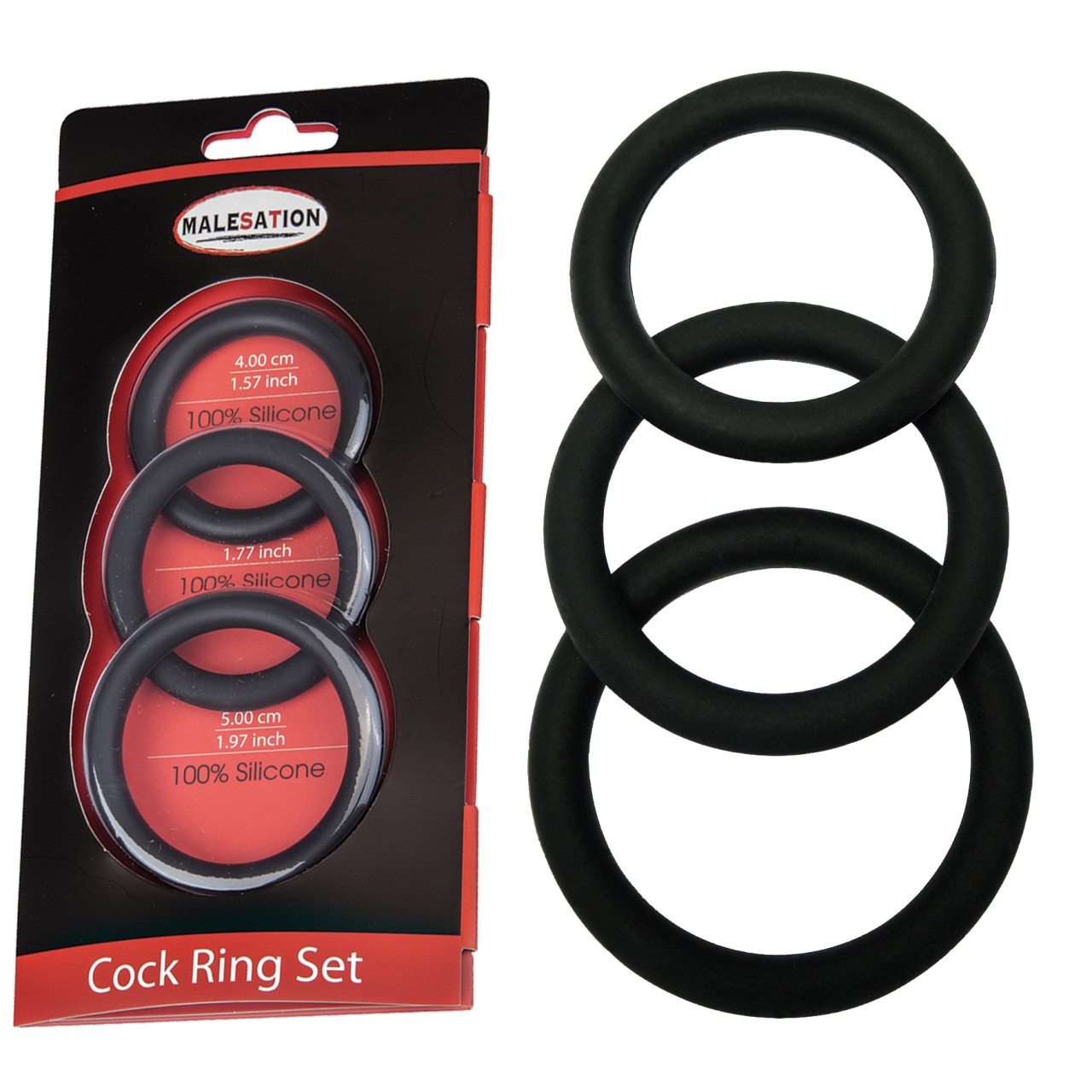 MALESATION Cock Ring Set (Ø 4,00 cm, 4,50 cm, 5,00 cm)